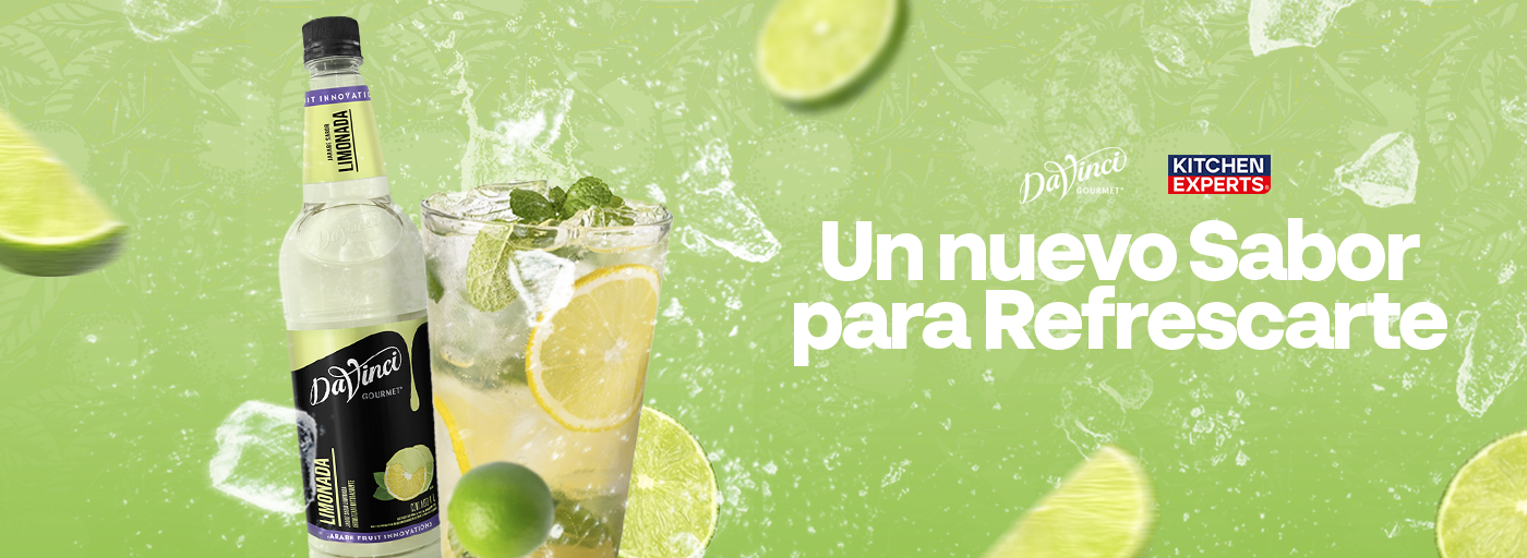 Nuevo jarabe de Limonada DaVinci® en Kitchen Experts: refresca tus bebidas con sabor natural a limón. ¡Ideal para frappés, sodas italianas y mocktails veraniegos!