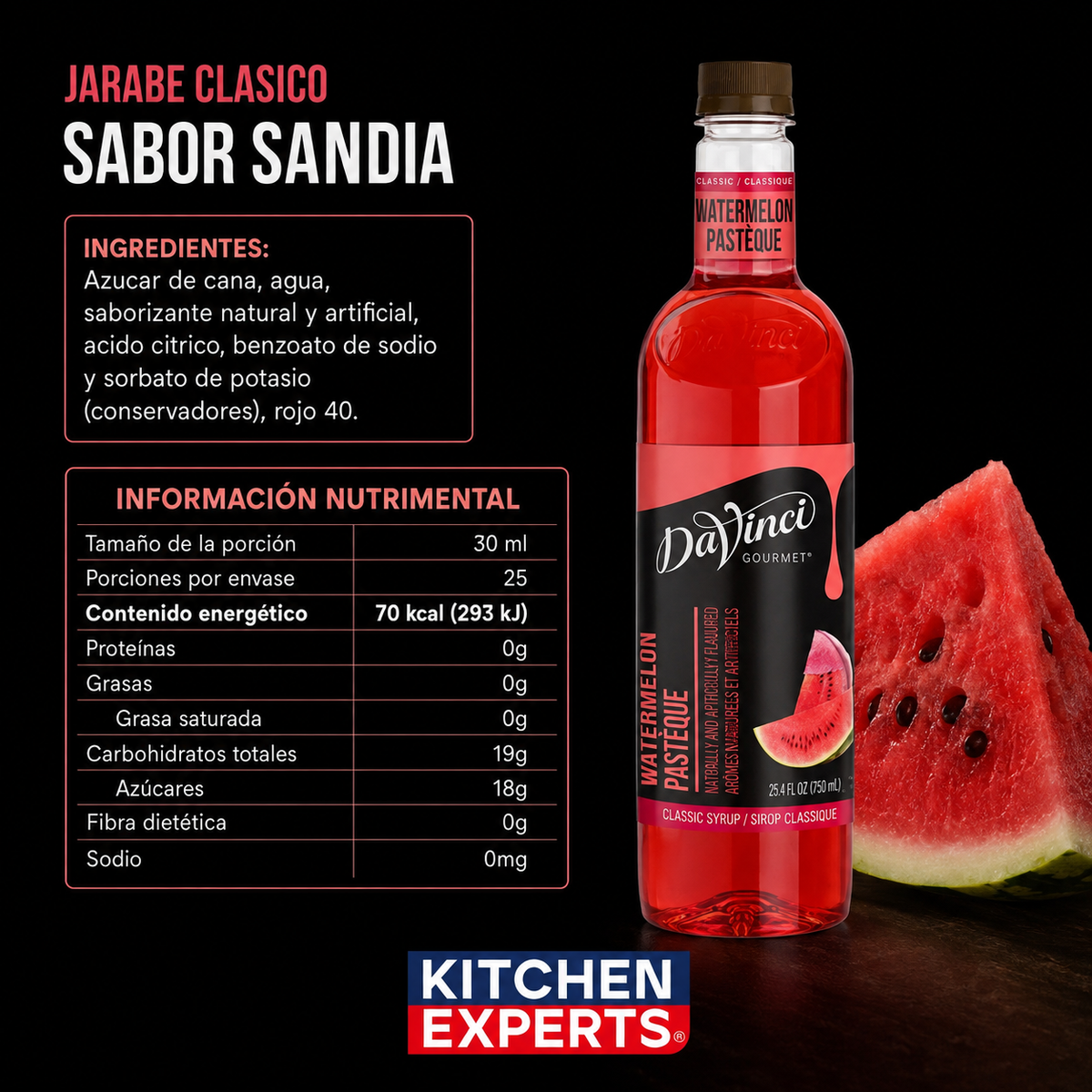 Jarabe DaVinci Sandía 750 Mililitros - Kitchen Experts KEX (imagen 6)