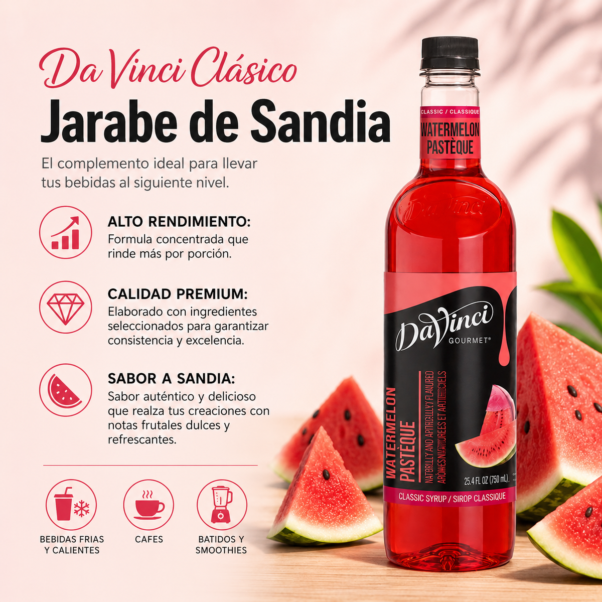 Jarabe DaVinci Sandía 750 Mililitros - Kitchen Experts KEX (imagen 4)