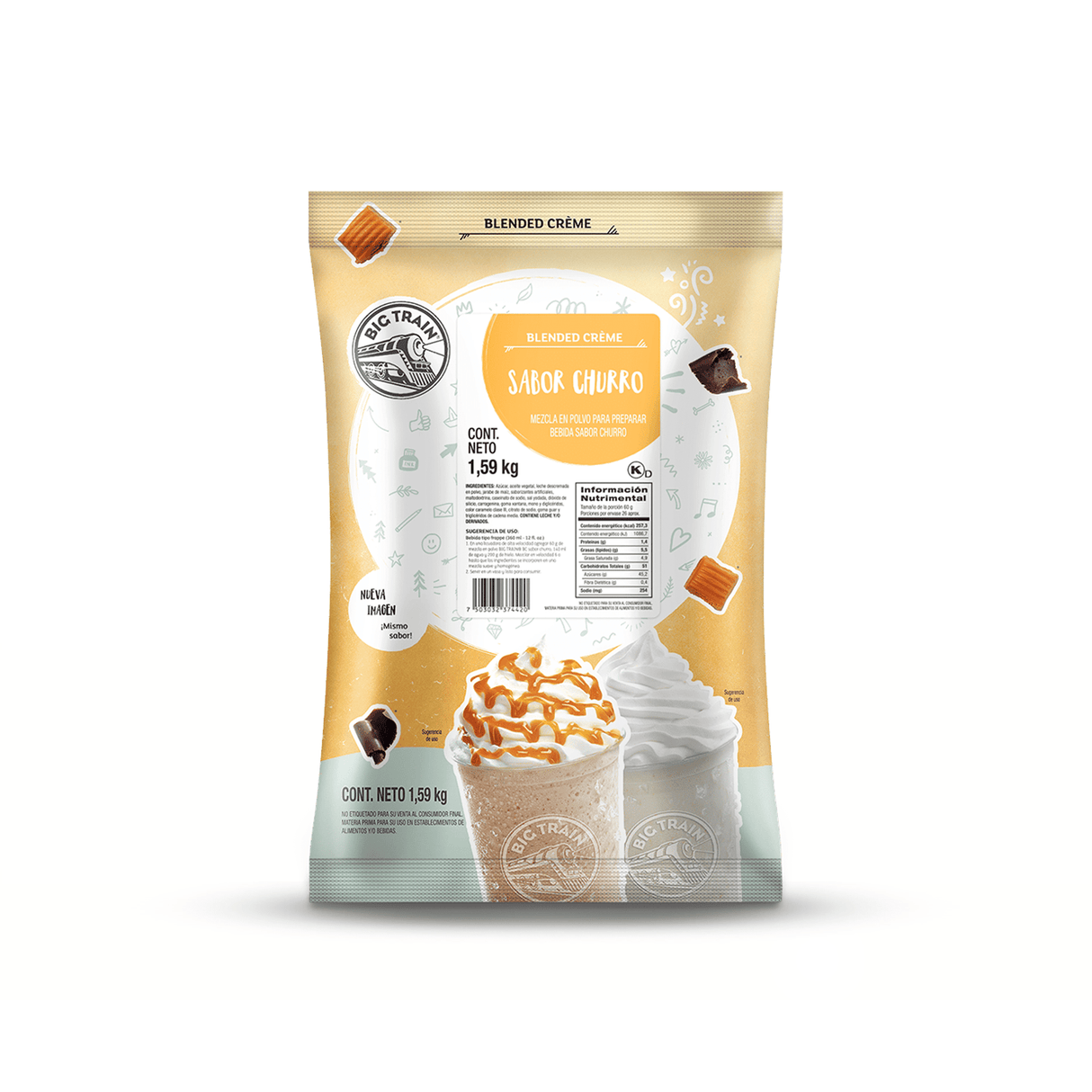 BASE BIG TRAIN CHURRO FLAVOR 1590 GRAMOS - Kitchen Experts KEXBases para bebidasBig TrainKitchen Experts KEX