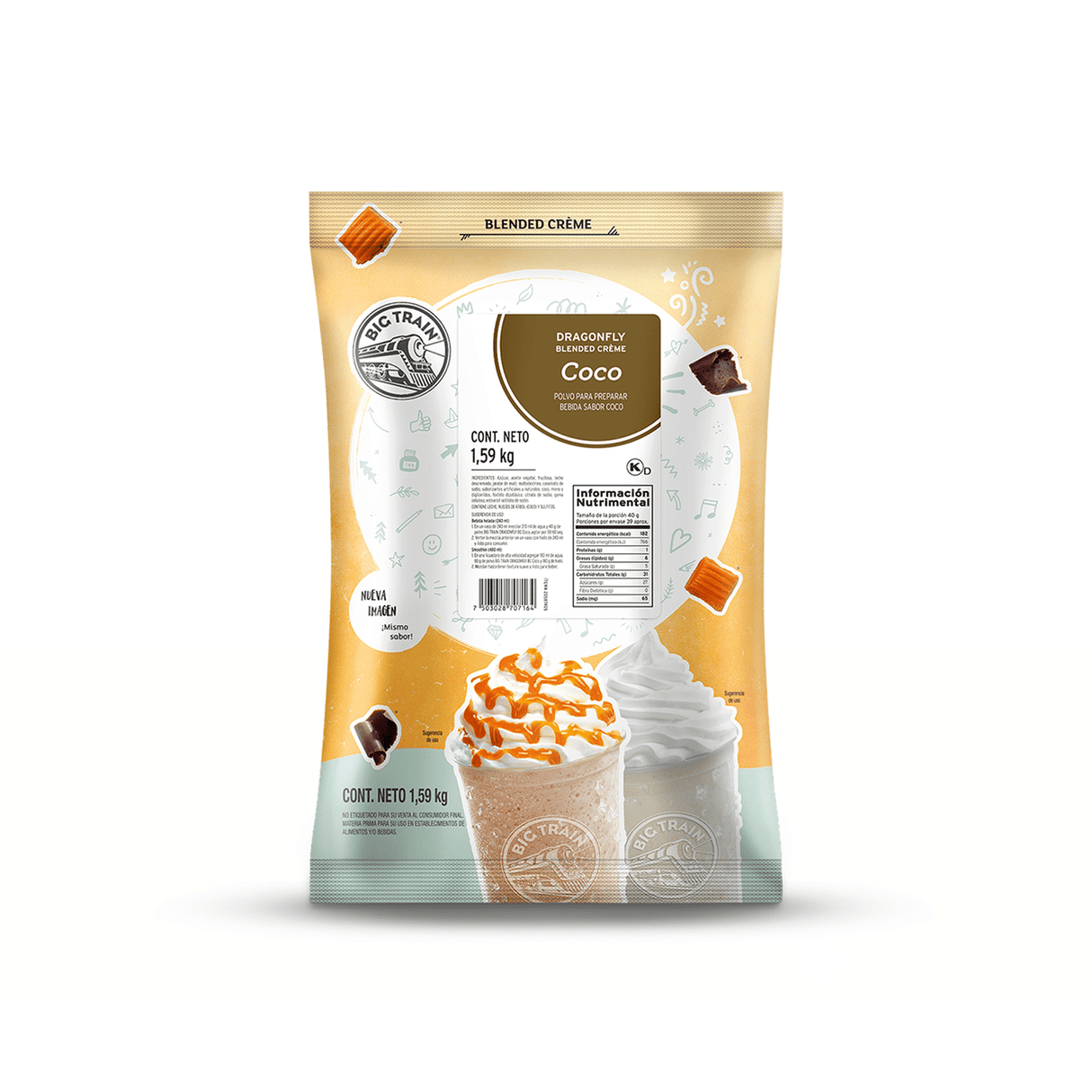 BASE BIG TRAIN DRAGON FLY COCONUT BOLSA 1590 GRAMOS - Kitchen Experts KEXBases para bebidasBig TrainKitchen Experts KEX
