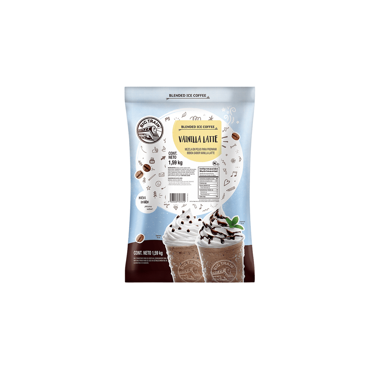 BASE BIG TRAIN VAINILLA VANILLA LATTE FLAVOR BOLSA 1590 GRAMOS - Kitchen Experts KEXBases para bebidasBig TrainKitchen Experts KEX