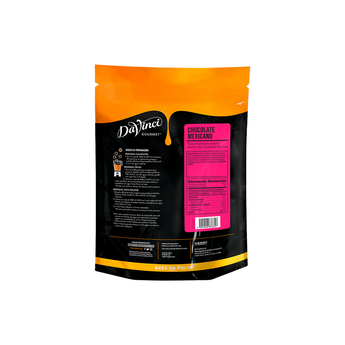 Base DaVinci Chocolate Mexicano Bolsa 1300 Gramos