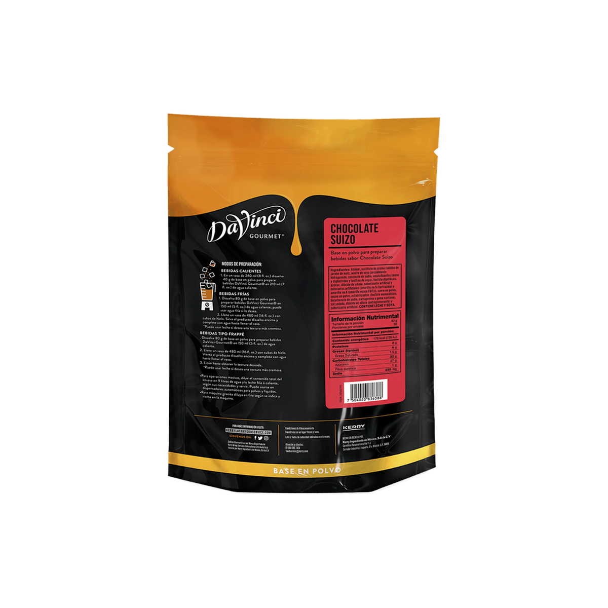 Base DaVinci Chocolate Suizo Bolsa 1300 Gramos