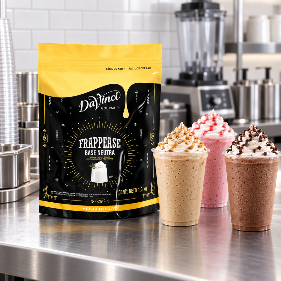 Base DaVinci Frappease Original 1300g | Base Neutra Profesional en bebida preparada, imagen de ambiente KEX