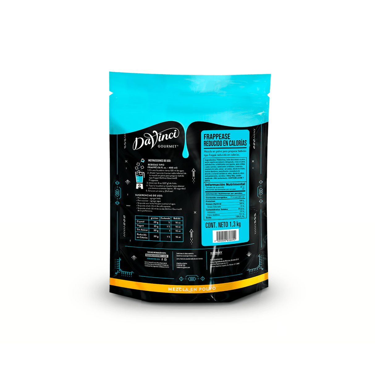 Base DaVinci Frappease Light 1300g baja en calorías y cremosa.