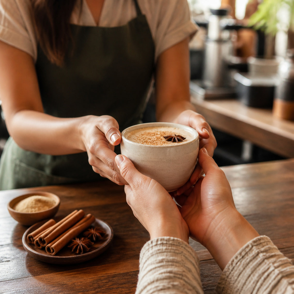 Base para Frape Oregon Chai Original 1300 Gramos - en uso en barra de cafetería