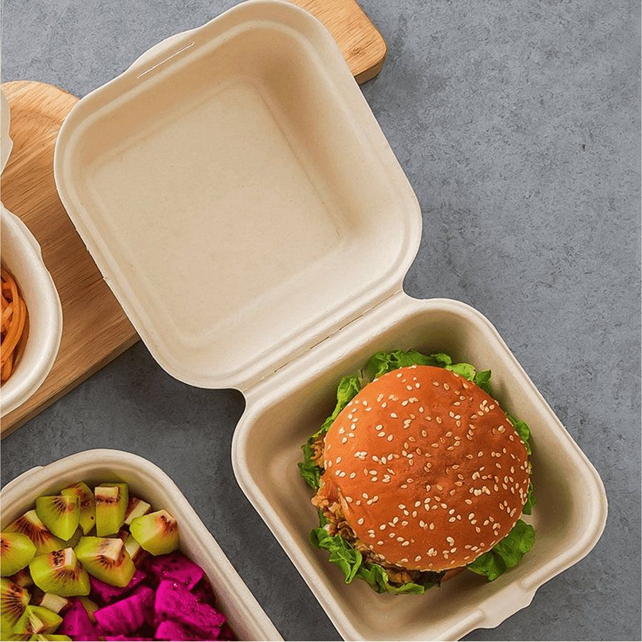 CLAMSHELL CONTENEDOR PARA ALIMENTOS 14X14 CM | PAQUETE DE 50 PZS - Kitchen Experts KEXDesechablesKitchen Experts
