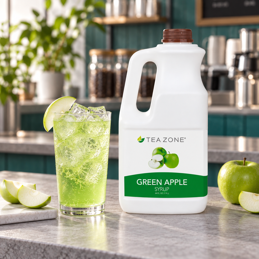 Concentrado Manzana Verde Tea Zone Botella 1.9 Litros con bebida preparada en cafetería