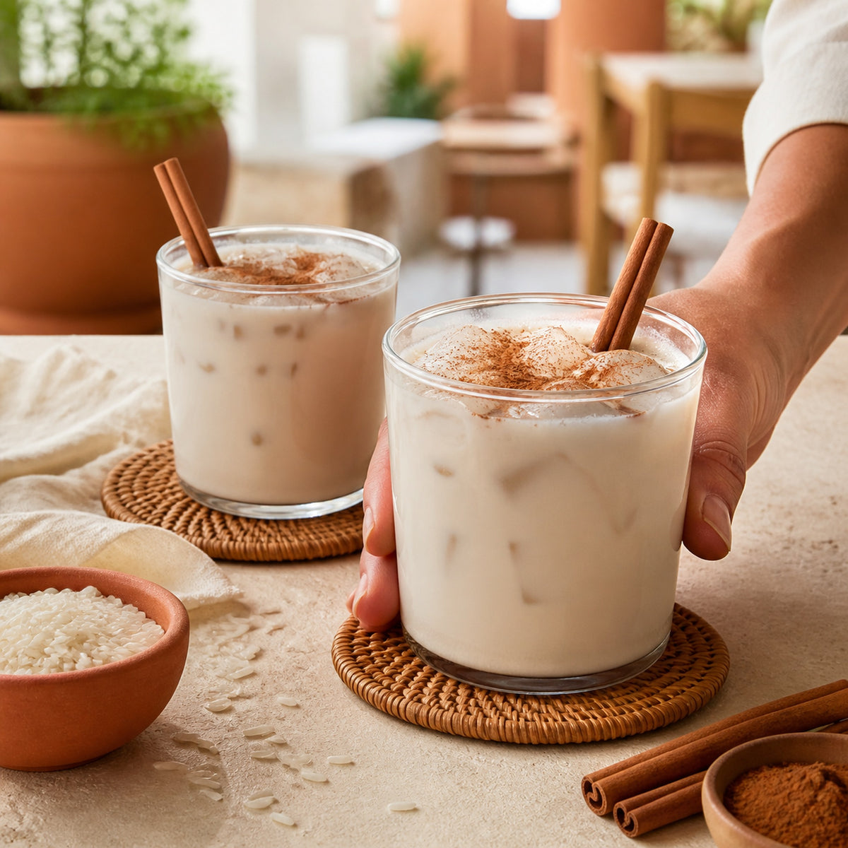 Base Big Train Horchata Bolsa 1590 Gramos - en uso en barra de cafetería