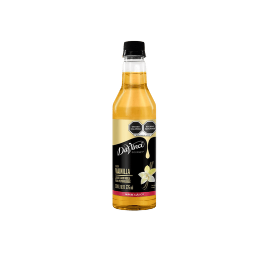Eleva el sabor de tus bebidas con el Jarabe DaVinci Gourmet Sabor Vainilla (375ml). Elaborado con azúcar de caña puro, este syrup premium ofrece un aroma dulce, cálido y natural que combina perfectamente con café, frappés, malteadas y postres.
