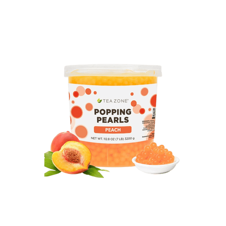 Popping Pearls Durazno Tea Zone 3200g perlitas explosivas con sabor a durazno para bebidas y postres gourmet.
