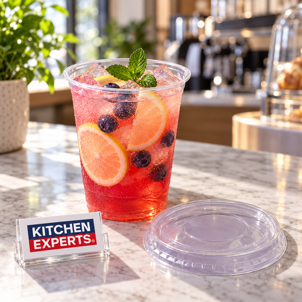 Tapa de domo de plástico para vaso transparente | para vaso de 12 oz, 16 oz y 20 oz - escena KEX