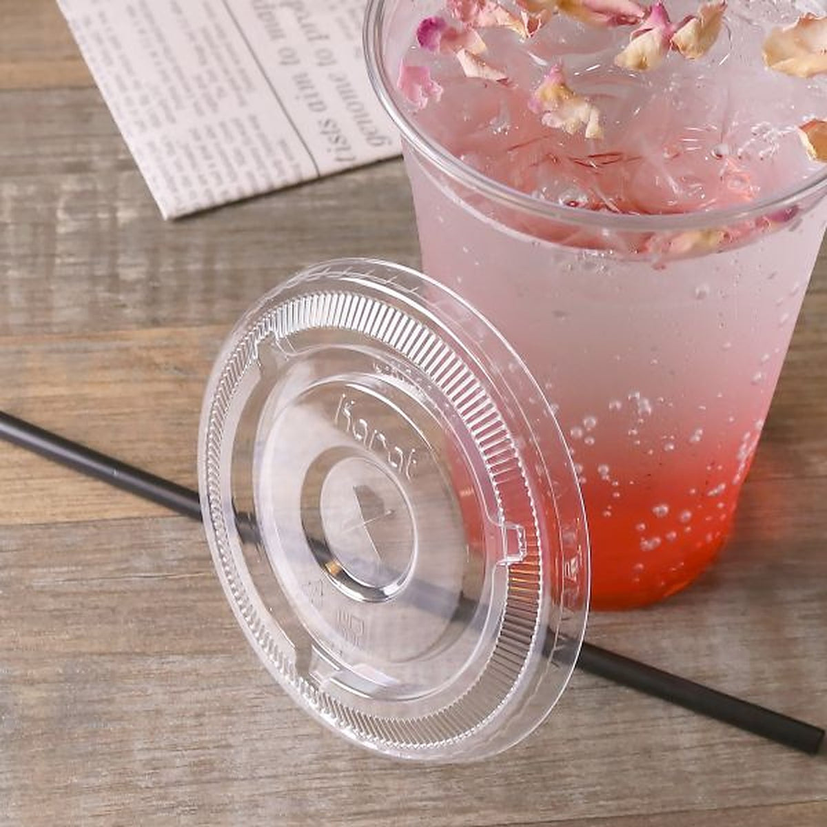 Twinco Tapa Plana Vaso Orificio Popote Vaso 98mm 20oz para cafeterías | Kitchen Experts KEX