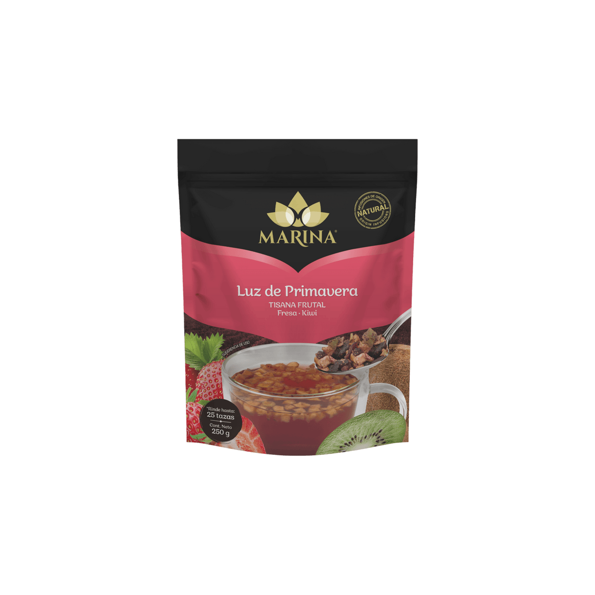 Tisana Fresa Kiwi Marina 250g infusión dulce, fresca y sin cafeína.