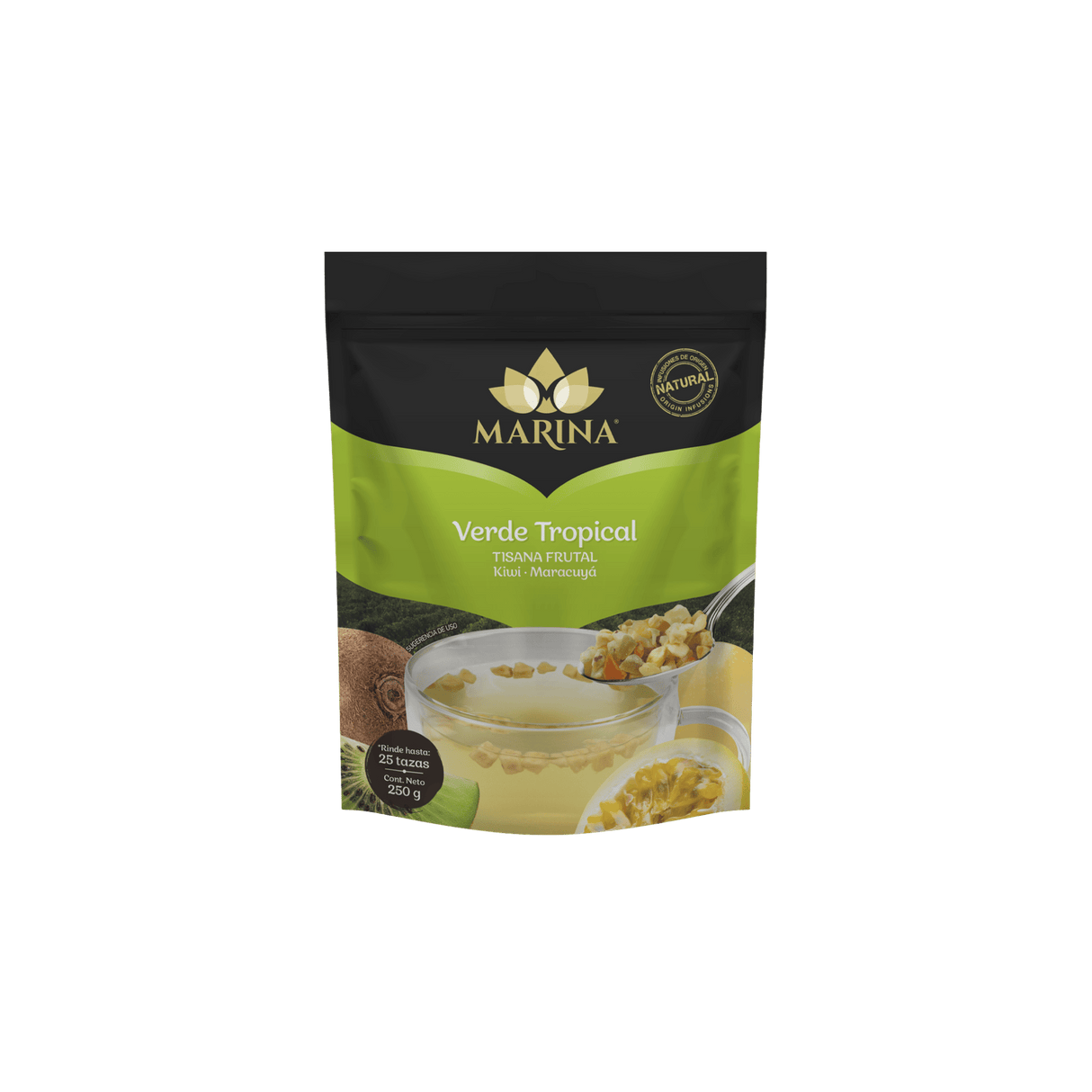 TISANA FRUTAL KIWI Y MARACUYA VERDE TROPICAL MARINA BOLSA 250 GRAMOS