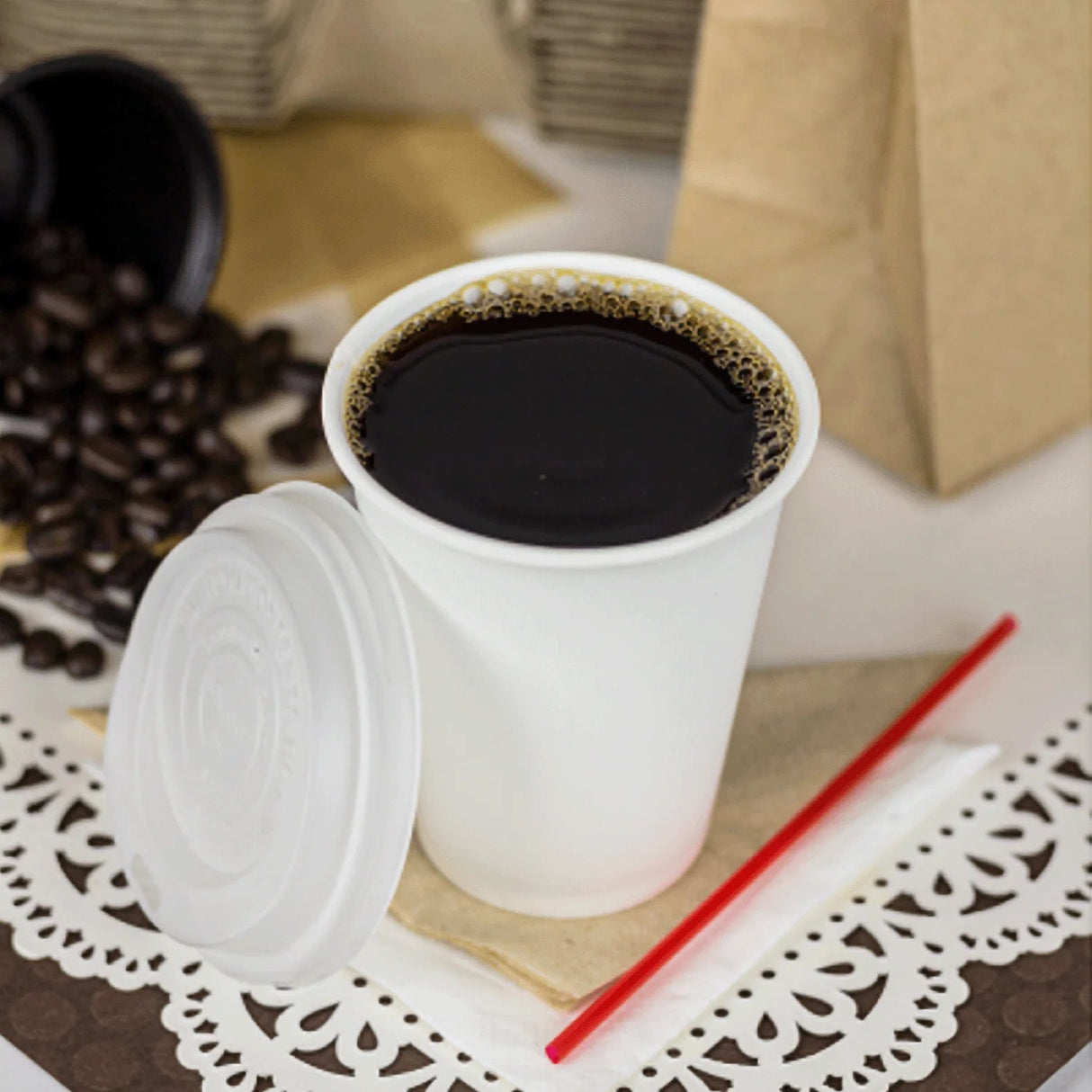 VASO DE PAPEL DE 8 OZ PARA BEBIDAS | MARCA TWINCO | PAQUETE DE 50 PZS - Kitchen Experts KEX Desechables