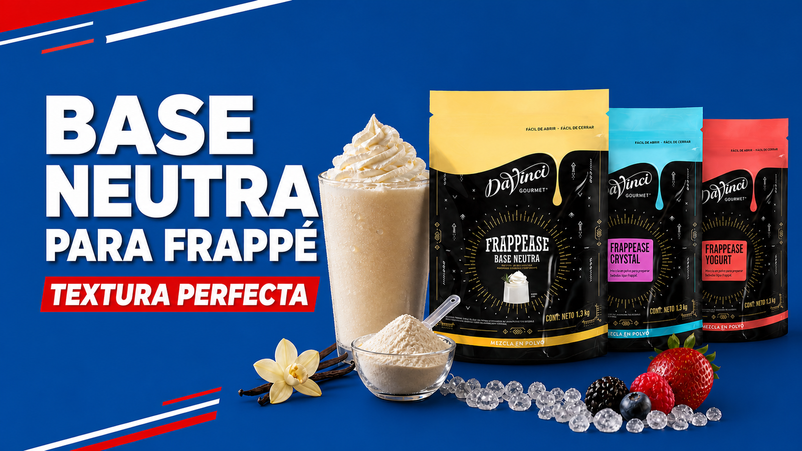 Base neutra para frappé DaVinci Frappease: Original, Crystal y Yogurt