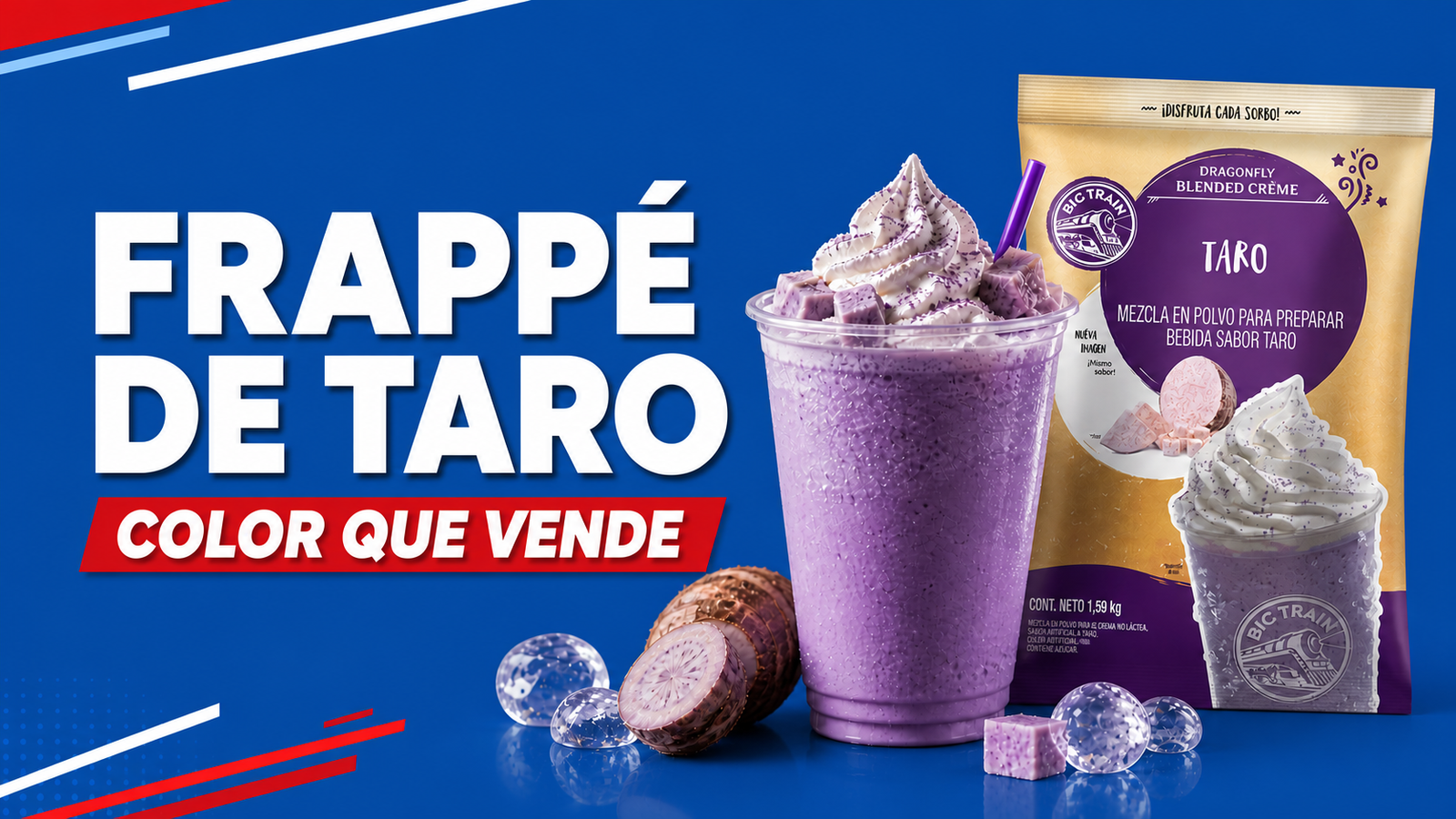 Frappé de taro morado con base Big Train Dragon Fly Taro