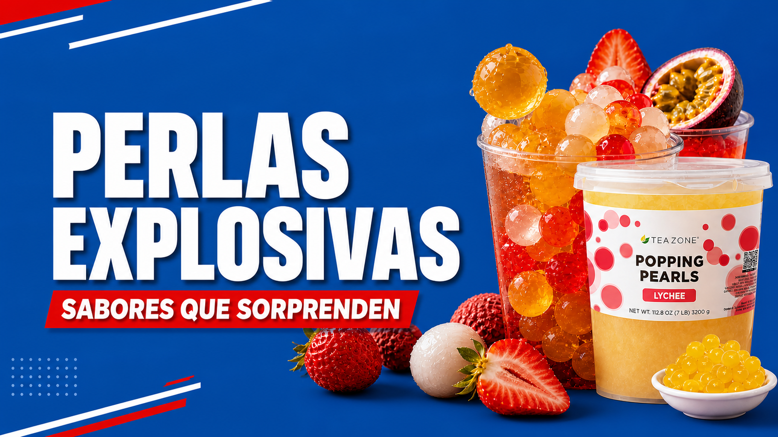 Perlas explosivas o popping boba Tea Zone en bebidas frías
