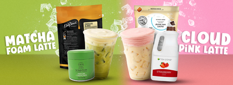 Matcha Foam latte vs Could Pink Latte