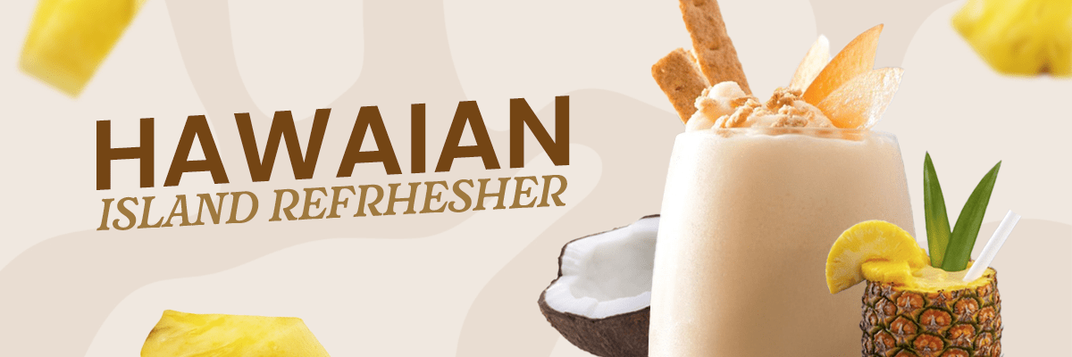 Descubre el Hawaiian Island Refresher, una bebida cremosa con piña, coco y un toque crujiente. Refresca tu día con esta experiencia tropical.