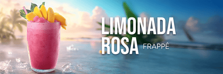 Disfruta la frescura vibrante de una limonada rosa frappé con mango. Ideal para días calurosos y momentos tropicales únicos.