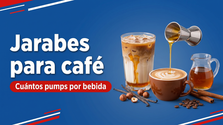 Jarabes para café: latte helado y caliente con jarabe, medidor, vainilla, avellanas y canela