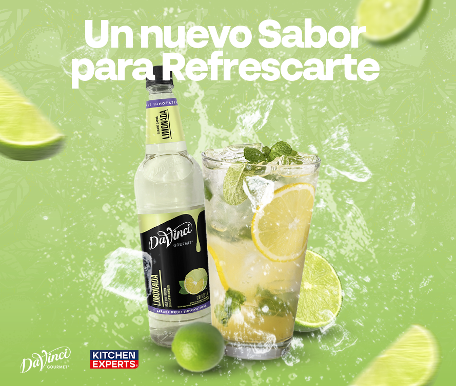 Nuevo jarabe de Limonada DaVinci® en Kitchen Experts: refresca tus bebidas con sabor natural a limón. ¡Ideal para frappés, sodas italianas y mocktails veraniegos!
