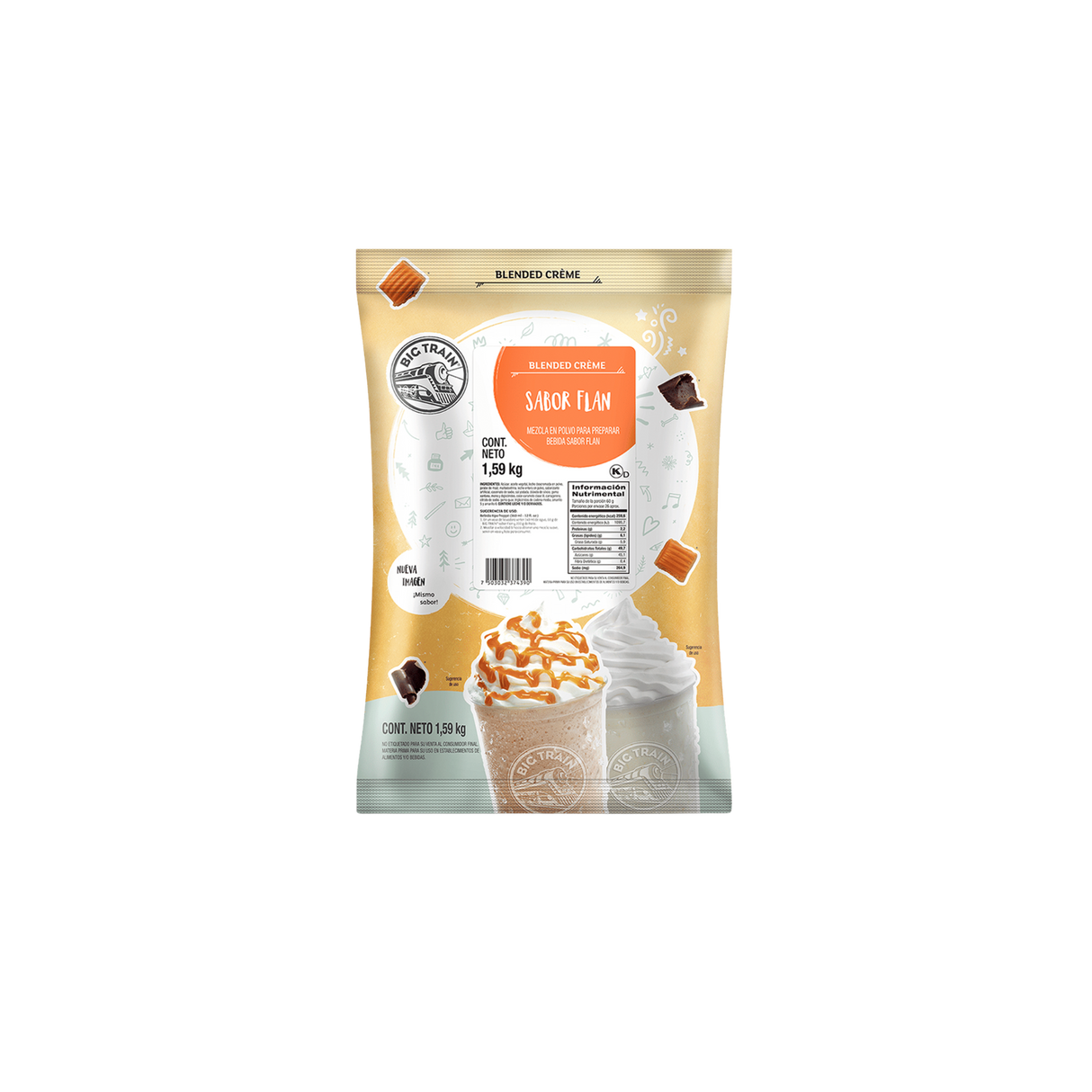 BASE BIG TRAIN FLAN FLAVOR BOLSA 1590 GRAMOS