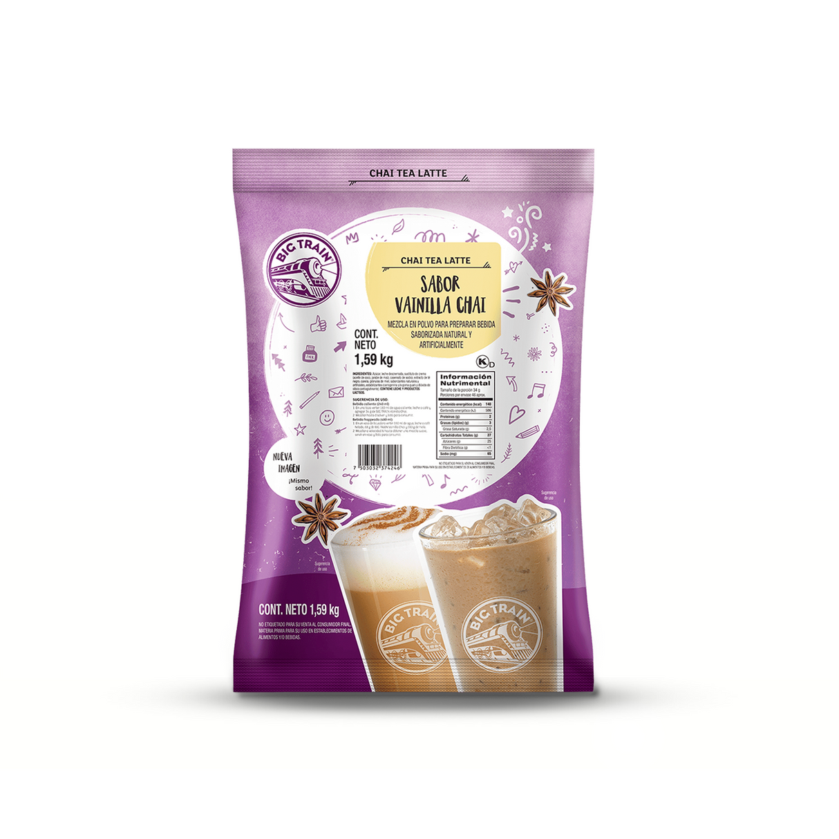 BASE BIG TRAIN CHAI VAINILLA BOLSA 1590 GRAMOS