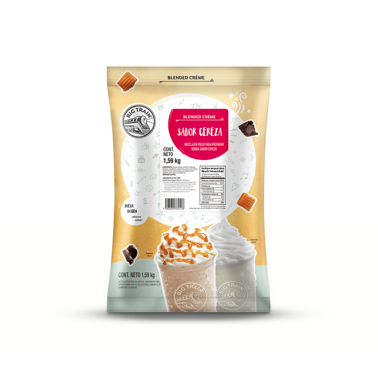 BASE BIG TRAIN CEREZA CHERRY  FLAVOR BOLSA 1590 GRAMOS
