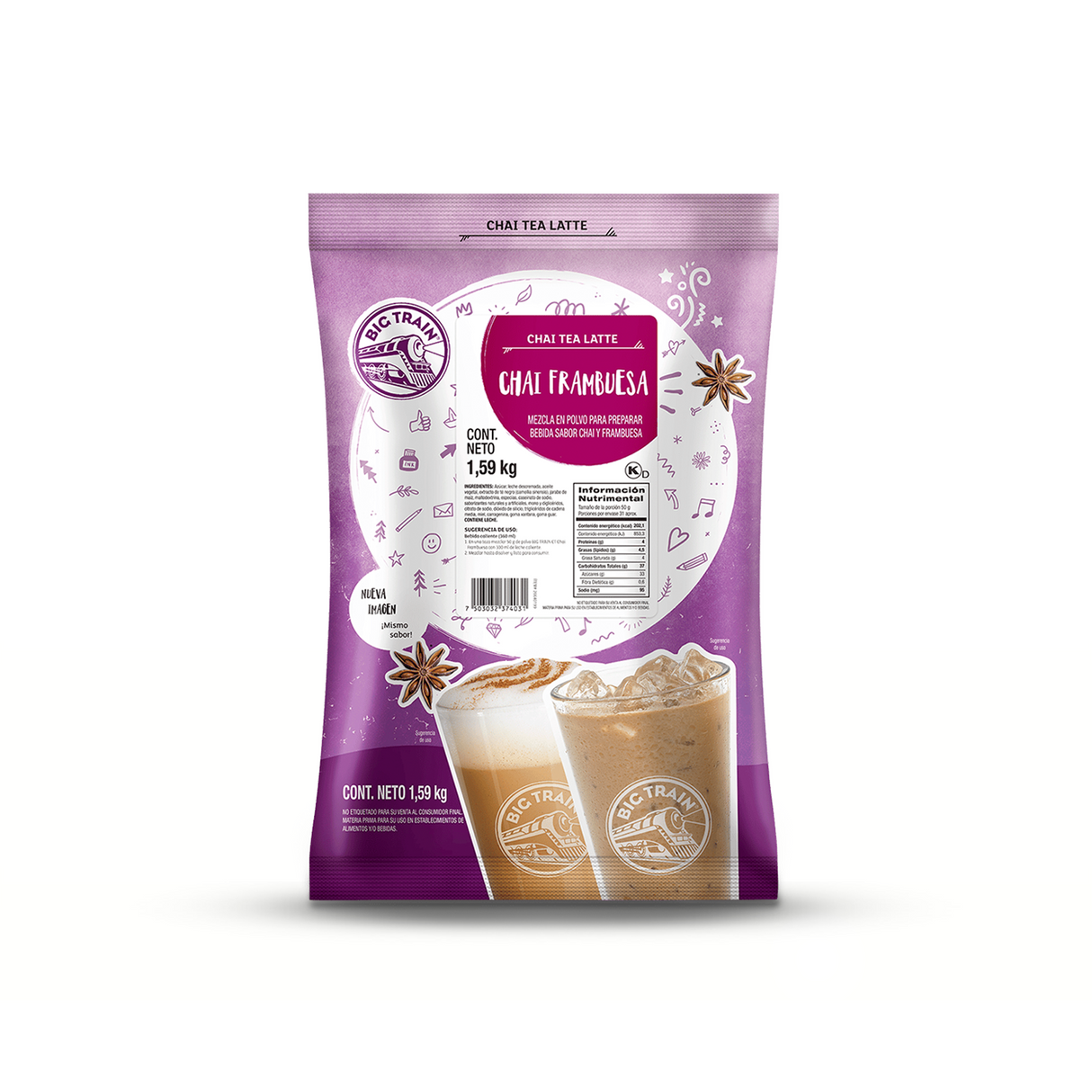 BASE BIG TRAIN SABOR CHAI FRAMBUESA | BOLSA 1590 GRAMOS