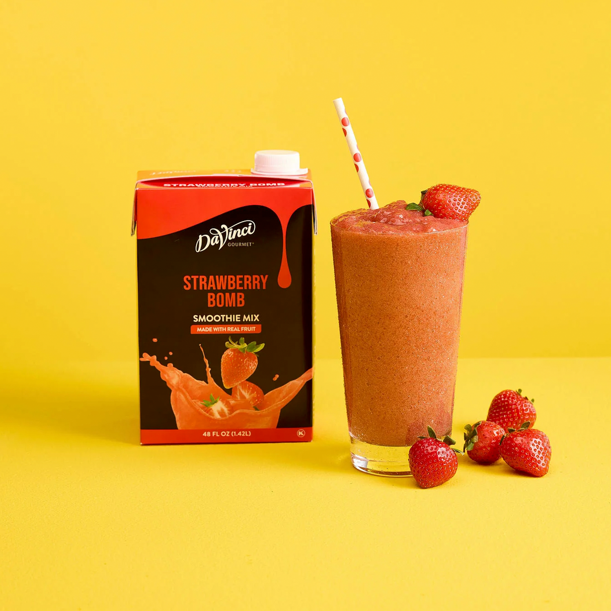 SMOOTHIE MIX DAVINCI GOURMET DE 1.42 L SABOR STRAWBERRY BOMB - FRESA 