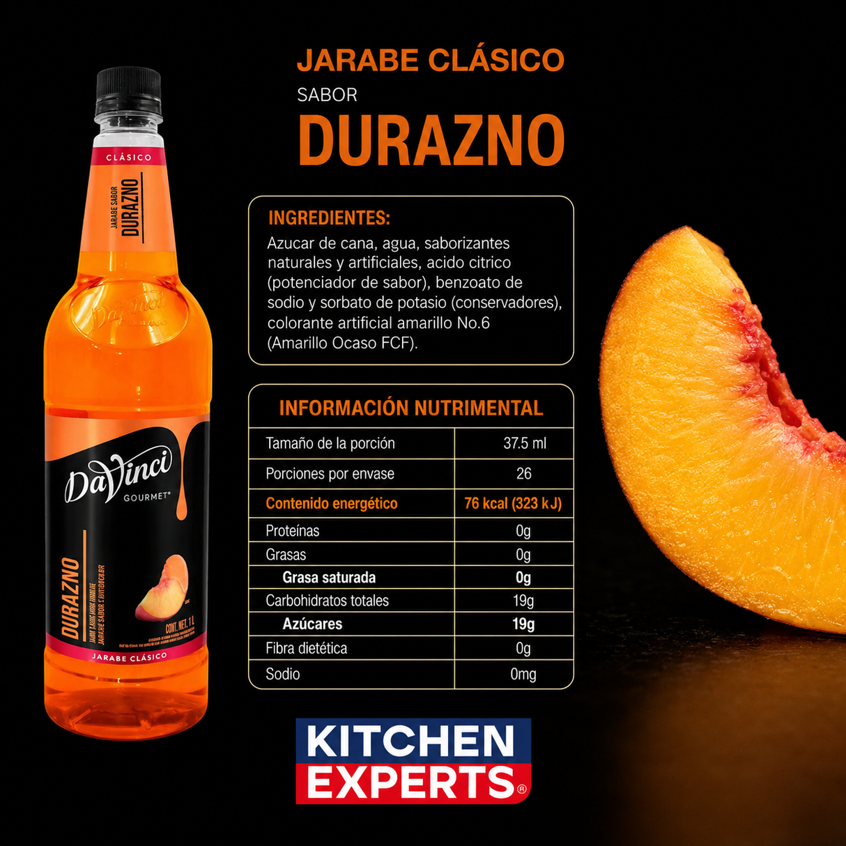 Jarabe DaVinci Durazno Botella 1 Litro