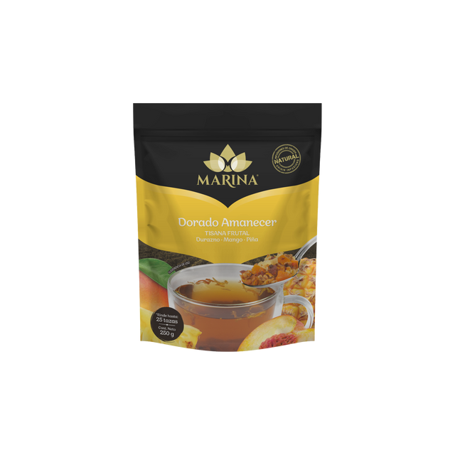 TISANA FRUTAL DURAZNO MANGO Y PIÑA  DORADO AMANECER MARINA BOLSA 500 GRAMOS