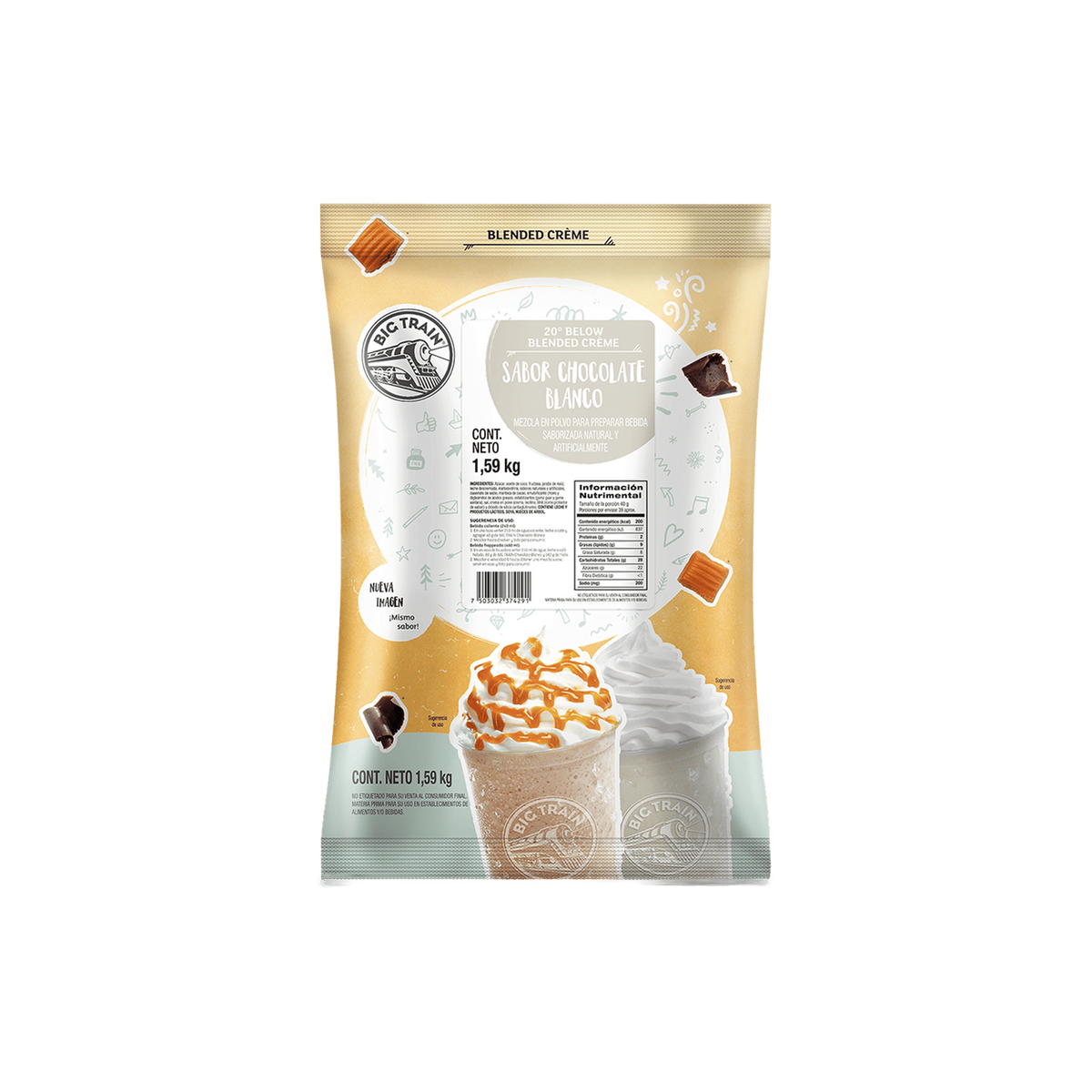 Base Big Train 20 Below White Chocolate Chocolate Blanco Bolsa 1590 Gramos