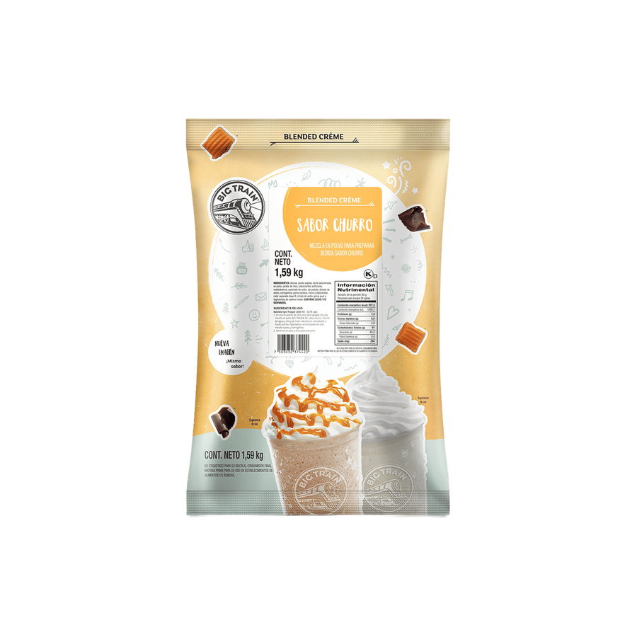 Base Big Train Churro Flavor 1.59 kg - empaque original, fondo transparente