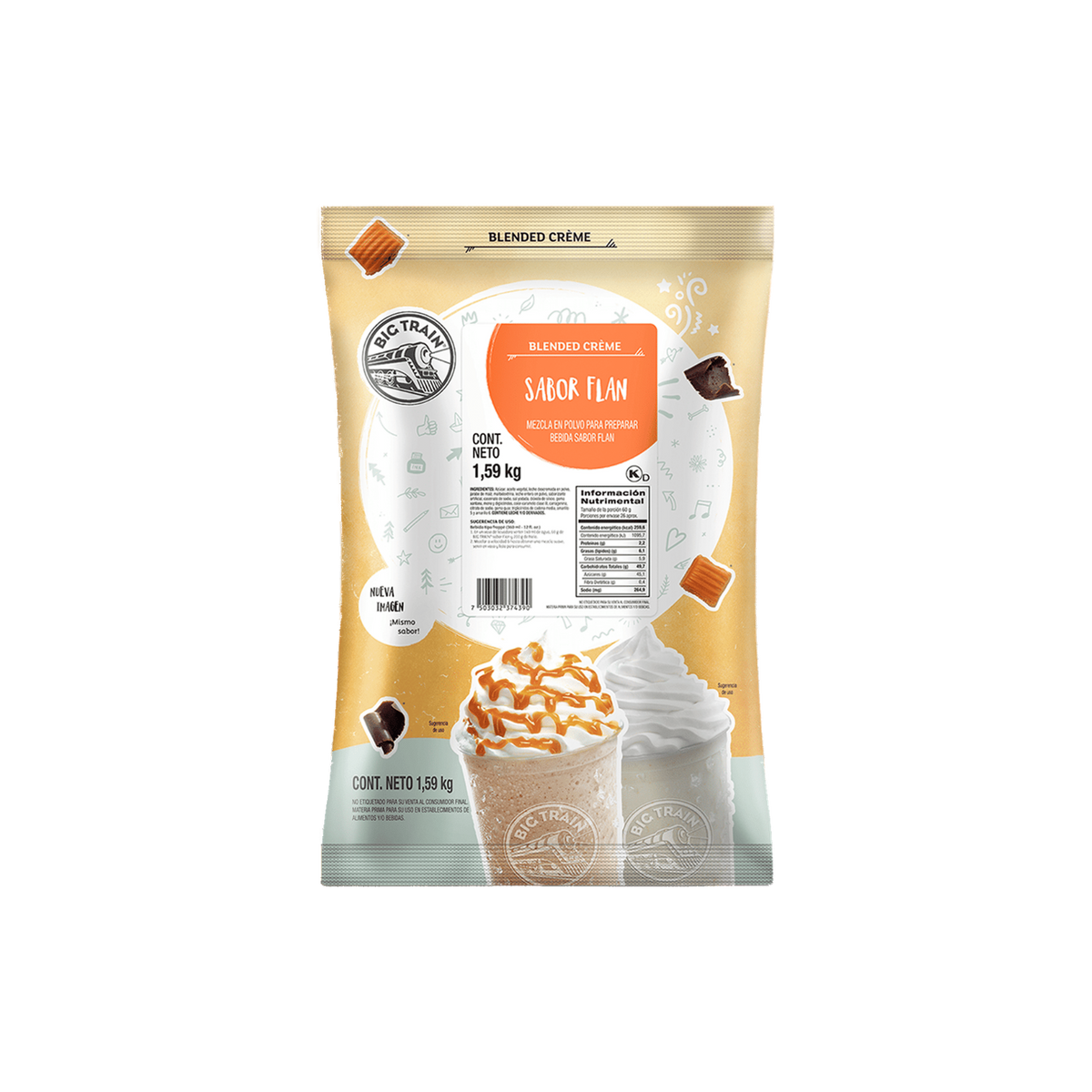 Base Big Train Flan Flavor Bolsa 1590 Gramos
