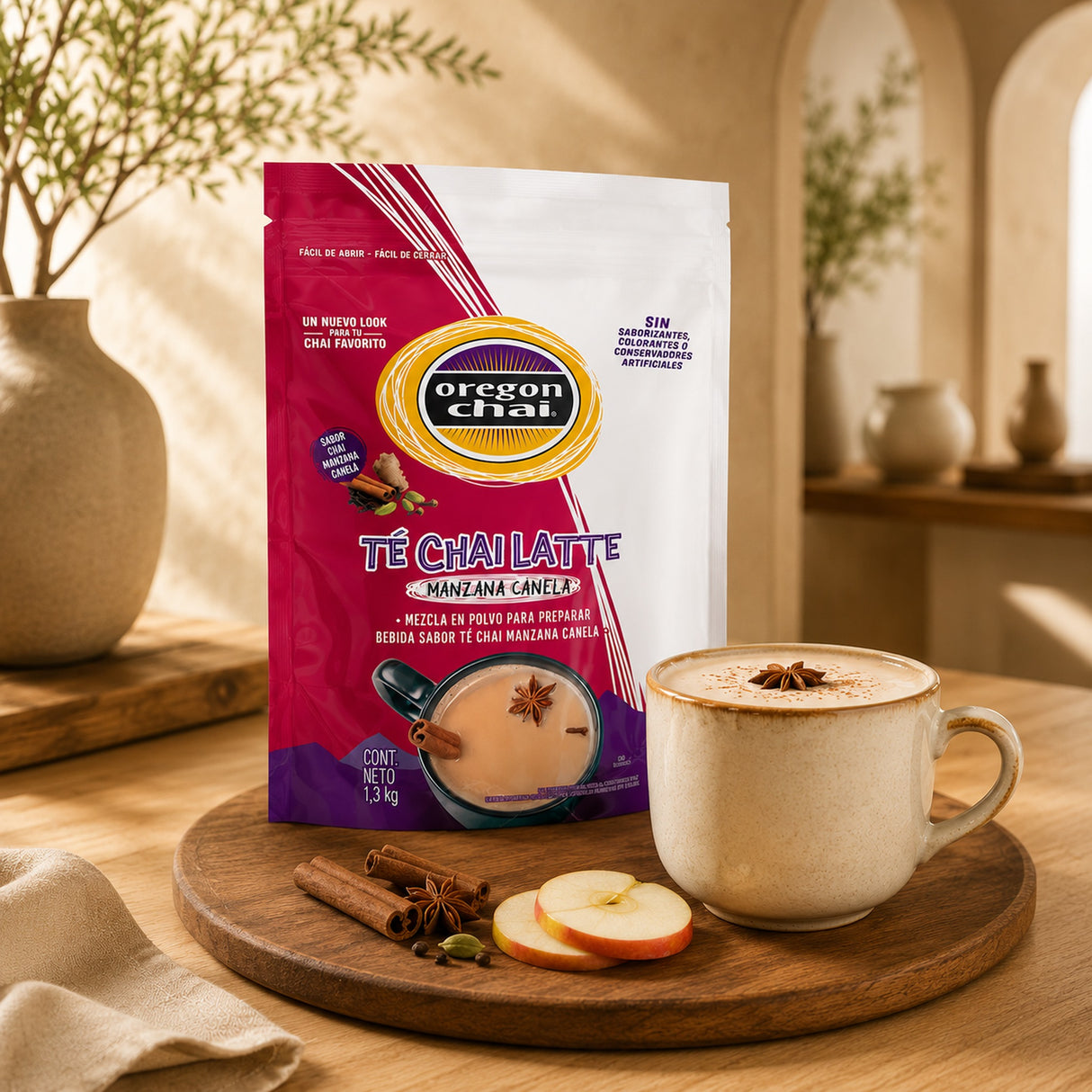Base Oregon Chai Manzana Canela 1300 Gramos - bebida preparada