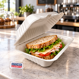 Clamshell Contenedor Biodegradable 22x14 cm | Paquete 50 pzs - escena KEX