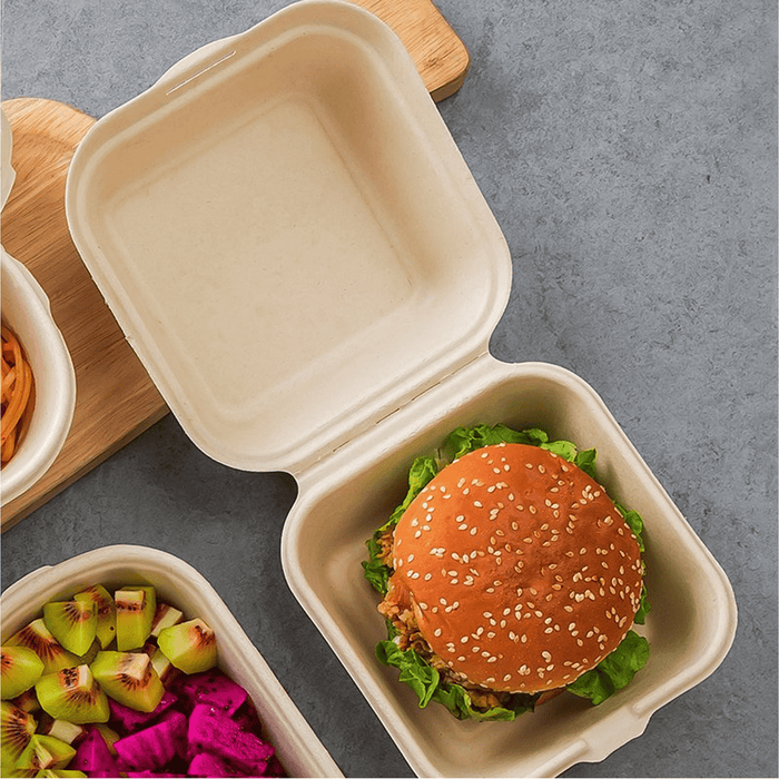 CLAMSHELL CONTENEDOR PARA ALIMENTOS 14X14 CM | PAQUETE DE 50 PZS - Kitchen Experts KEXDesechablesKitchen Experts