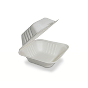 Clamshell Contenedor Biodegradable 14x14cm | Paquete 50 pzs