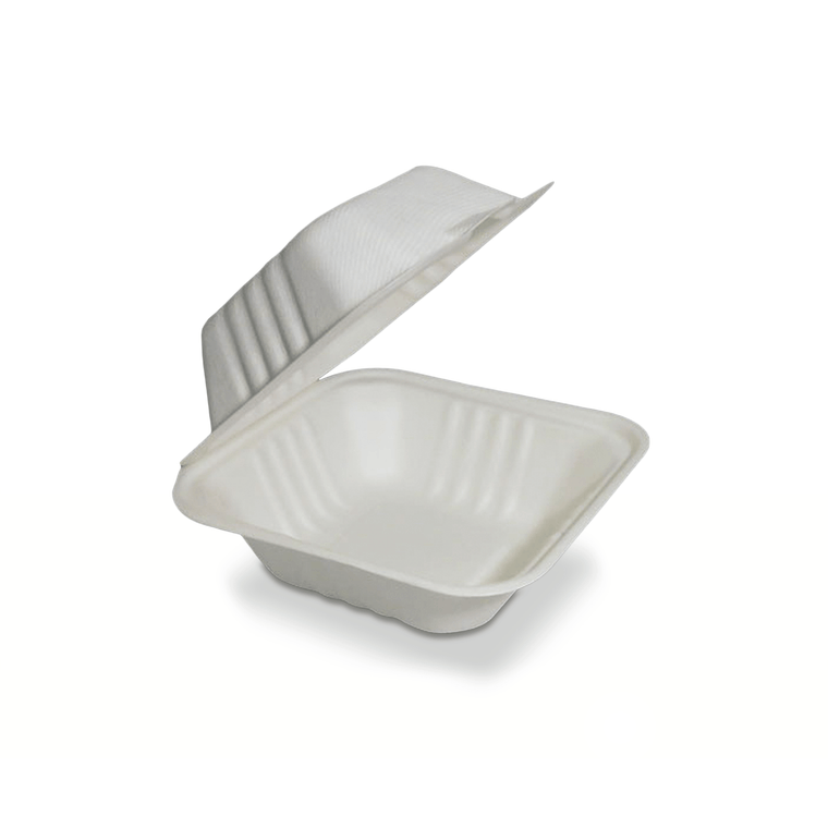 Clamshell Contenedor Biodegradable 14x14cm | Paquete 50 pzs