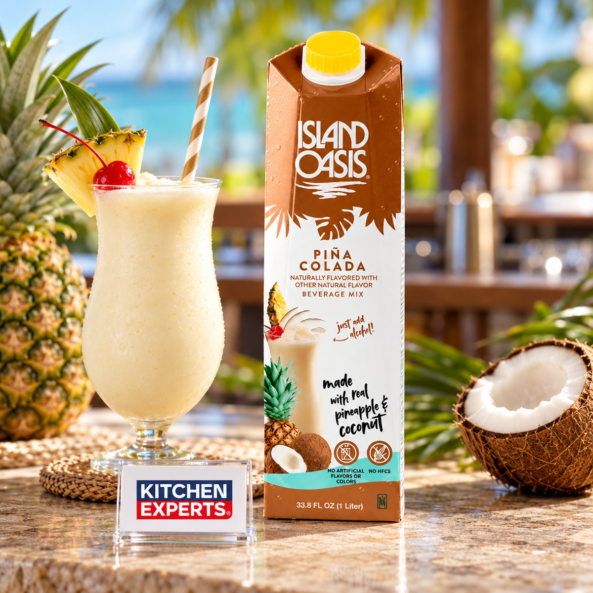 Concentrado Island Oasis Piña Colada Botella 1 Litro - escena KEX