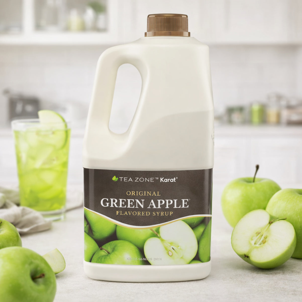 Concentrado Manzana Verde Tea Zone Botella 1.9 Litros - en uso en barra de cafetería