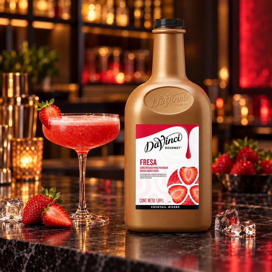 Concentrado DaVinci Cocktail Mixers Fresa en una bebida preparada, imagen de ambiente KEX
