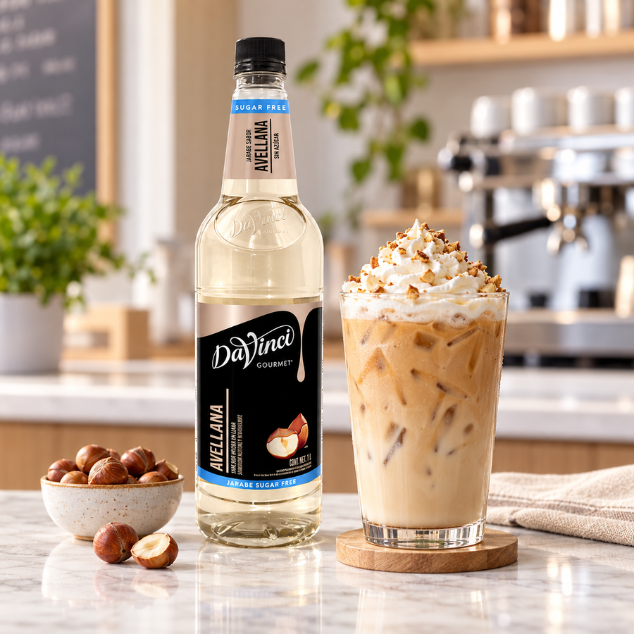 Jarabe DaVinci Avellana Sugar Free 1 Litro en bebida preparada, imagen de ambiente KEX