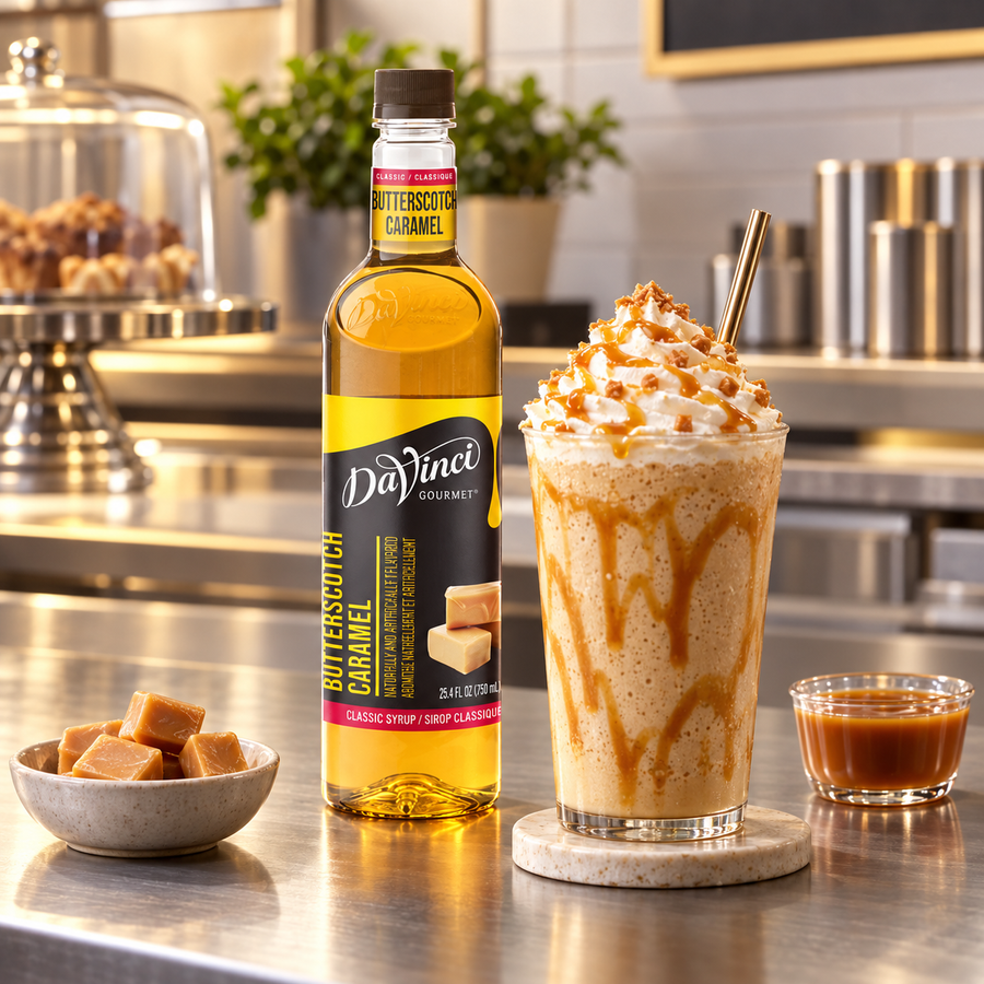 JARABE DAVINCI BUTTERSCOTCH BOTELLA 750 MILILITROS en bebida preparada, imagen de ambiente KEX