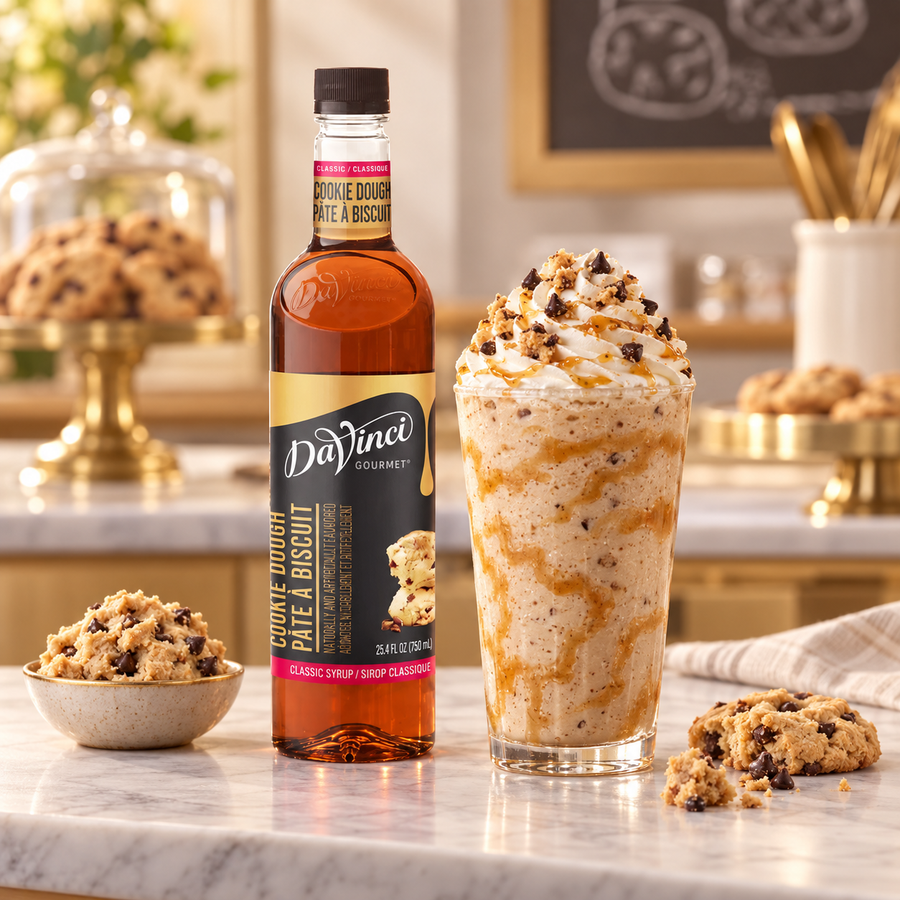 Jarabe DaVinci Cookie Dough Botella 750 ml en bebida preparada, imagen de ambiente KEX